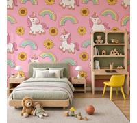 Papier Peints Panoramique Fantastique Contes De Fées Créatures, Poster Geant Mural Personnalisé 3D, Licorne Arc-En-Ciel Pour Salon Chambre à Coucher Chambre D'Enfant Décoration Murale, (300 x 210cm )