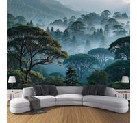 Papier Peints Panoramique Forêt Arbres, Décoration Murale Paysages Naturels Mystérieux, Vert Photo Muraux Pour Salon Chambre Chambre D'Enfant Décoration Murale 350 x 256 cm