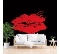 Papier Peints Panoramique Peinture Abstrait Lèvres Poster Mural xxl Personnalisé 3D, Moderne Lèvres Rouges en Forme D'Amour Papier Peint Chambre Chambre D'Enfant Décoration Murale 365x254cm(L x H)
