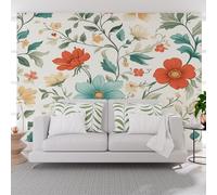 Papier Peints Panoramique Plantes Peintes Fleurs Feuilles Poster Mural xxl Personnalisé 3D, Moderne Hibiscus Abstrait Papier Peint Chambre Chambre D'Enfant Décoration Murale 250x175cm(L x H)