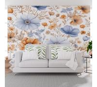Papier Peints Panoramique Plantes Vintage Fleurs Feuilles Poster Mural xxl Personnalisé 3D, Moderne Plante Et Hibiscus Papier Peint Chambre Chambre D'Enfant Décoration Murale 250x175cm(L x H)