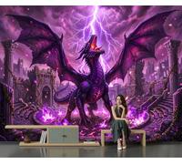 Papier Peints Panoramique Ruines Médiévales, | Papier Peint Photo Ruines Du Dragon Et Du Tonnerre, Impression de Haute Qualité, Résistant aux UV, Décoration Murale Pour Salon Chambre D'Enfant