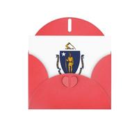 Papier perlé avec boucle d'amour avec drapeau de l'État du Massachusetts, cadeaux pour cartes d'anniversaire avec feuille d'accessoires, carte de notes, enveloppe