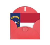 Papier perlé avec boucle d'amour et drapeau de la Caroline du Nord - Cadeau pour cartes d'anniversaire avec feuille d'accessoires, carte de notes, enveloppe