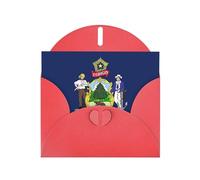 Papier perlé avec boucle d'amour et drapeau de l'État du Maine - Cadeaux pour cartes d'anniversaire avec feuille d'accessoires, carte de notes, enveloppe