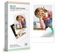 Papier Photo Nelko Premium 52.3x90mm (2.06"x3.54"), Pack de 50 Feuilles Autocollantes Compatible Imprimante Photo PP01, Facile à Décoller, Blanc