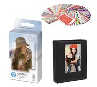 Papier photo collant HP Sprocket 2x3 Premium Zink compatible avec les imprimantes photo HP Sprocket - Ensemble d'album photo et d'autocollants en