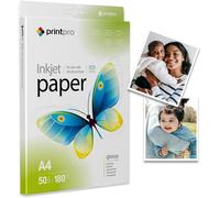 Papier Photo Printpro De 50 Feuilles A4 Haute Brillance 180 G/M² Immédiatement Sec Imperméable Pour Toutes Les Imprimantes Laser/A Jet D'Encre