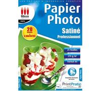 Papier Photo Satinée - 25 Feuilles Papier Photo Professionnelle Effet Satiné, Format A4, 270 g/m², Séchage Rapide, Impressions - 9600 dpi, Compatible Imprimantes Jet d'Encre - Micro Application 5247 Blanc