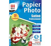 Papier Photo Satinée - 25 Feuilles Papier Photo Professionnelle Effet Satiné, Format A4, 270 g/m², Séchage Rapide, Impressions - 9600 dpi, Compatible Imprimantes Jet d'Encre - Micro Application 5247 Blanc