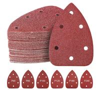 Papier Poncer Triangulaire,Lot De 60 6 Trous Avec Crochet Et Boucle,Grain 60/80/100/120/180/240,Adapté Au Polissage De La Surface De Divers Matériaux Tels Que Le Bois, Le Métal,Le Plastique