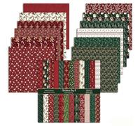Papier pour Scrapbooking, 24 Feuilles Papier à motifs de Noël Double Face, 24 Designs Papiers décoratifs pour cartes Scrapbook, Journal, Album de Bricolage (Rouge+Vert, 30,5 x 30,5 cm)