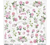 Papier pour scrapbooking 30x30 - ScrapAndMe - Roses roses - Fleurs - feuille à découper
