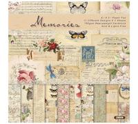 Papier pour Scrapbooking, 6"x6", 48 Feuilles de Papier à Motifs Recto Simple à Texture boisée Vintage, 160 g/m² sans Acide, Fabrication de Cartes à Faire soi-même