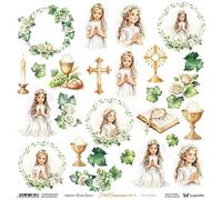 Papier Scrapbooking 30x30 - ScrapAndMe - First Communion Girl 5 - Feuille Découpeuse