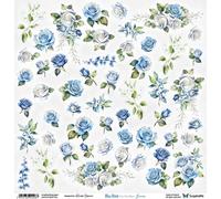 Papier scrapbooking 30x30 - ScrapAndMe - Roses bleues - Fleurs - feuille à découper