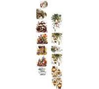 Papier scrapbooking 5x30 bandes - Alchimie de l'art - Histoires de mousses et de feuilles de fougères champignons lanternes