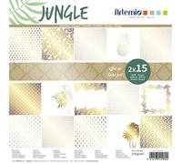 Papier scrapbooking - Artemio - Jungle foil or - 30x30 cm - 30 feuilles - 170 gr/m²