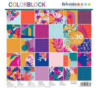 Papier scrapbooking - Color Block - 30,5 x 30,5 cm - 60 feuilles