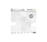 Artemio Bloc de 40 Feuilles de Papier Scrapbooking 30x30 cm Silver