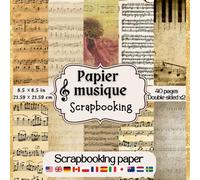 Papier scrapbooking musique: Bloc Papier décoratif scrapbooking thème vintage musique pour bricolage, découpage, Origami, et collage idéal pour ajouter une touche créative