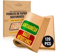 Papier Sulfurisé, 120 Feuilles de Papier Cuisson - Formats Demi 30x40cm | Papier Antiadhésif pour la Cuisson, la Cuisine & la Rôtisserie - Facile à Utiliser & à Nettoyer par Baker’s Signature