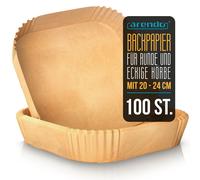 Papier sulfurisé Arendo pour friteuse à air chaud, carré, 4,7 - 7,5 L, 20 x 20 x 4,5 cm, anti-adhésif, non blanchi, pour Ninja Airfryer AF300EU & AF400EU, 100 pièces