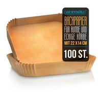 Papier sulfurisé Arendo pour friteuse à air chaud, rectangulaire, 4,5 - 10 L, 22 x 14 x 4,5 cm, anti-adhésif, non blanchi, pour Ninja Airfryer AF300EU & AF400EU, 100 pièces