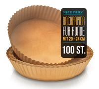 Papier sulfurisé Arendo pour friteuse à air chaud, rond, 4,7 - 7,5 L, Ø 20 x 4,5 cm, anti-adhésif, non blanchi, pour Ninja Airfryer AF300EU & AF400EU, 100 pièces