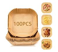 Papier Sulfurisé, LTZGO Accessoires 100 Pièces Papier Cuisson Patisserie carré pour Friteuse à Air, Sulfurise Feuille Liner Antiadhésif Papier four pour Barbecue (16cm)