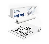 Papier Thermique A4 2 Rouleaux - Compatible avec Imprimante Thermique Portable Phomemo M832/M831/M833/M834/M836/AM-X2/A285M | Papier à Séchage Rapide, 210 mm x 6,5 m pour Docs & Contrats