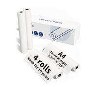 Papier Thermique A4 4 Rouleaux - Compatible avec Imprimante Thermique Portable Phomemo M832/M831/M833/M834/M836/AM-X2/A285M | Papier à Séchage Rapide, 210 mm x 6,5 m pour Docs & Contrats