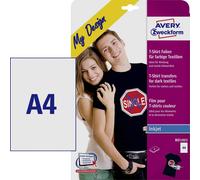 Papier-tissu à imprimer AVERY ZWECKFORM tissus de couleurs MD1003 A4 4 feuilles