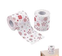 Papier toilette avec motif de Noël - Rouleau de papier de 4 pouces | Pâte de bois vierge - 10 x 6,5 cm Salle de bain festive Maison Restaurant Décor Convient aux membres de la famille Amis Collègues