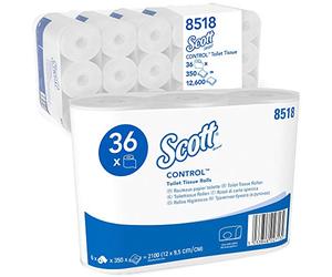 Papier Toilette en rouleaux SCOTT* PLUS - 8518 - 36 petits rouleaux de 350 formats blancs à 3 plis
