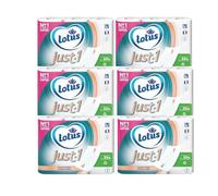 Papier Toilette Lotus Just 1 Blanc 6 Rouleaux Ultra Doux Haute Qualité - lot de 6 - Offre Spéciale