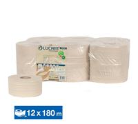 LUCART Paquet de 12 rouleaux Papier toilette Jumbo, 750 feuilles Ecolabel, couleur havane