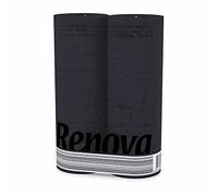 PAPIER TOILETTE NOIR RENOVA, Paquet De 6 Rouleaux De Papier Hygiénique Noir Triple Épaisseur, Doux et Absorbant, 140 Feuilles/Rlx, Parfum Boisé, Papier WC Idéal Pour Déco Chic Et Design