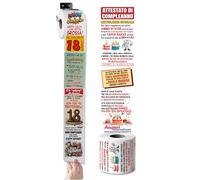 Papier toilette pour 18 ans avec attestation plaisante | cadeau amusant anniversaire | rouleau imprimé avec bandes dessinées et frappes | gadgets spiritueux homme femme | décoration de fête originale