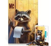 Papier Toilette Raton Laveur Puzzle de 1000 pièces pour Adolescents Jeu de Puzzle Clear Logic Peaceful Time Découpe Parfaite Liste de souhaits du Père Noël (38x26cm)