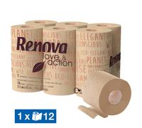 Papier toilette Renova Love & Action 2 épaisseurs, lot de 12 rouleaux