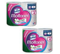 Papier toilette sans tube Lotus Moltonel 3 couches - Lot de 2 x 4 rouleaux (8 rouleaux sans tube = 16 rouleaux standard)