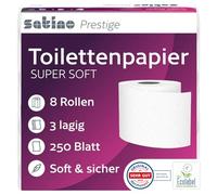 Papier toilettes Satino Prestige 3 couches 250vel 8 rouleaux blancs
