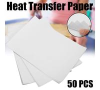 Papier transfert de chaleur blanc format A4, pratique à utiliser, glissière d'eau, papier autocollant de couleur à jet d'encre, outil de motif de vêtements pour bricolage, 50pcs