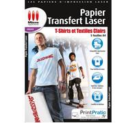 Papier Transfert Laser T-Shirts et Textiles Clairs - 5 feuilles A4