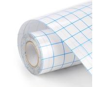 Papier Transfert pour Vinyle Adhesif 30.5cm x 1100cm avec Grille D'alignement Transparente pour Cricut Silhouette Cameo Adapté à Décorations de Fête Gobelets Fenêtres et Autocollants (Treillis Bleus)