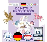 Papierdrachen 100 Tatouages Métalliques à Coller - Peau Douce Enfants Licornes - Tatouage Scintillant - Comme Cadeau d'Anniversaire - Vegan - Fabriqué et Testé en Allemagne
