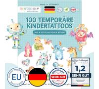 Papierdrachen 100 tatouages pour enfants particulièrement doux pour la peau - Tatouages Robots et Monstres - comme cadeau d'anniversaire - 100% végétalien, testé & fabriqué en Allemagne - Set 30