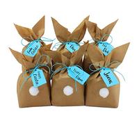 Papierdrachen 12 Lapins de Pâques à fabriquer et remplir soi-même - Cadeau créatif pour Pâques avec 12 Sacs en Papier, cordelettes et Pompons - pour Jeune