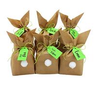 Papierdrachen 12 Lapins de Pâques à fabriquer et remplir soi-même - Cadeau créatif pour Pâques avec 12 Sacs en Papier, cordelettes et Pompons - pour Enfants